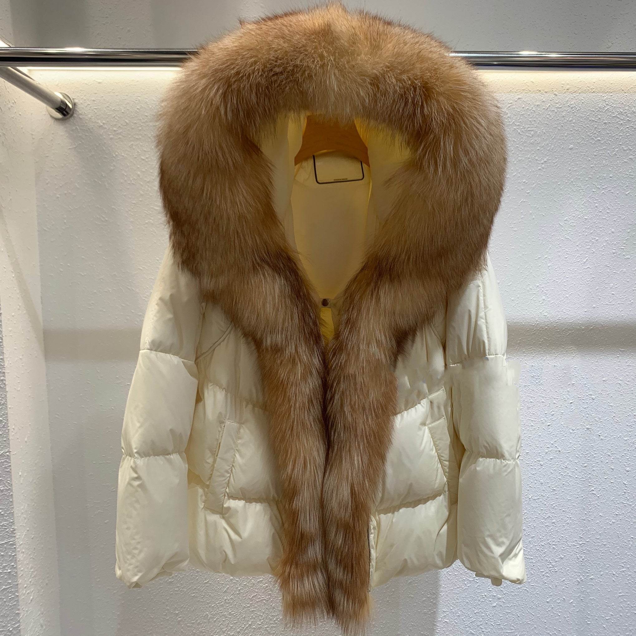 Women's Duck Down Jacket with Fox Fur Collar – Stylish & Warm Winter Coat - MODISH X