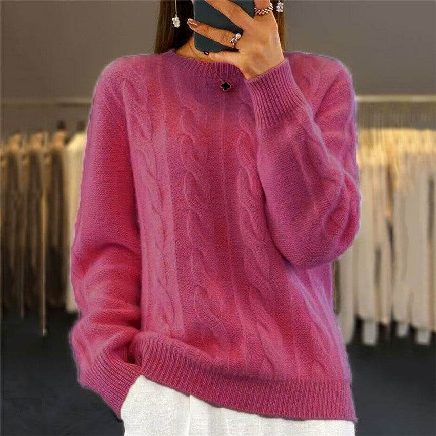 Women’s Cable-Knit Pullover Sweater – Stylish, Retro & Cozy - MODISH X