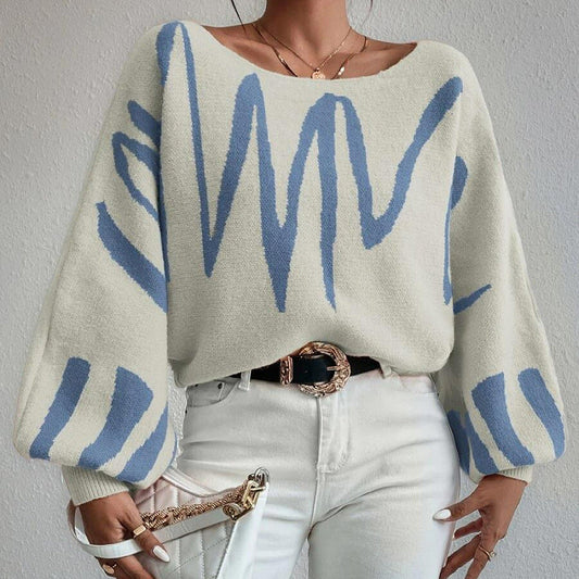 Women's Lantern Sleeve Pullover Sweater – Loose Fit Stylish Loose Fit