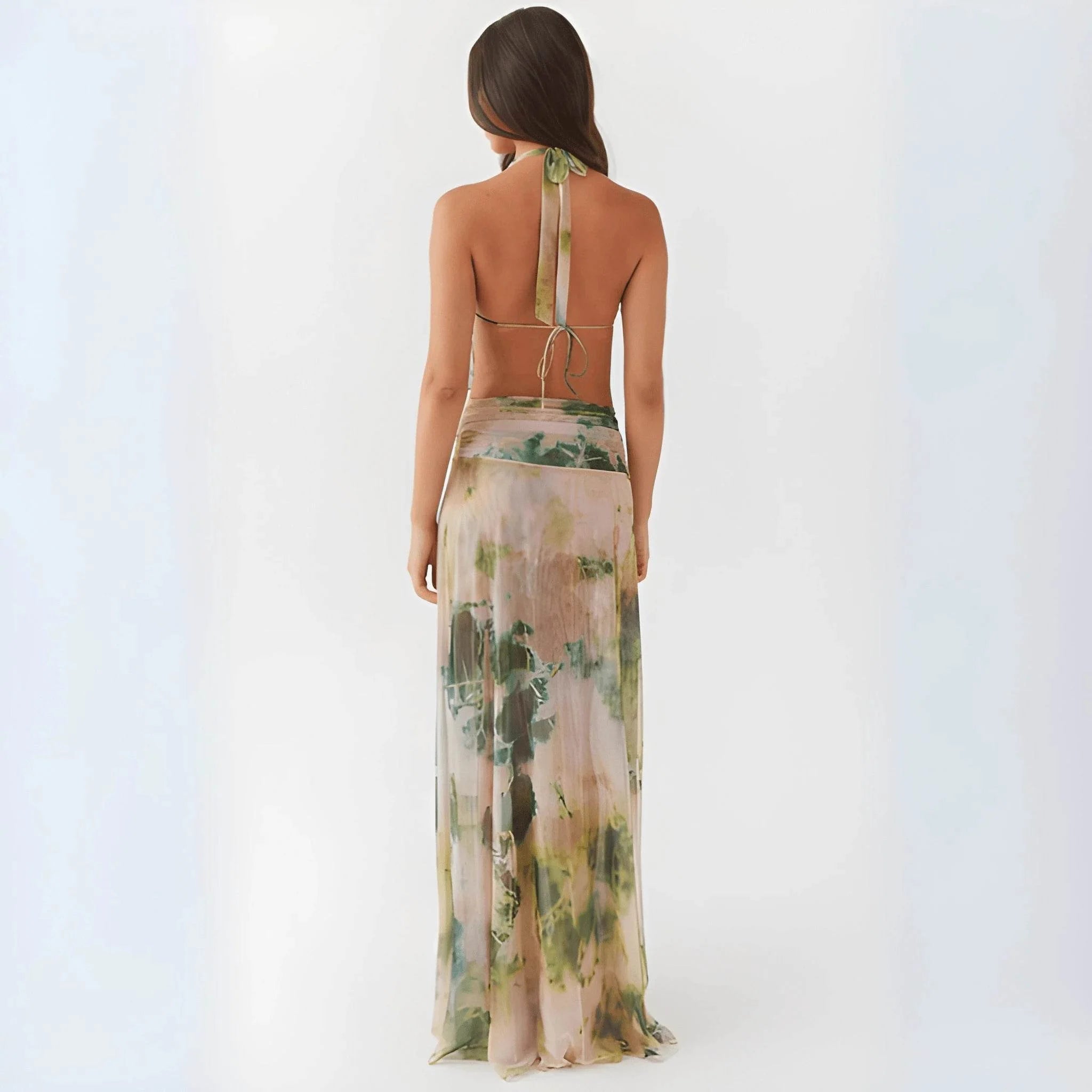 Women's Tie-Dye Deep V-Neck Long Dress – Trendy UK Modish Style - MODISH X