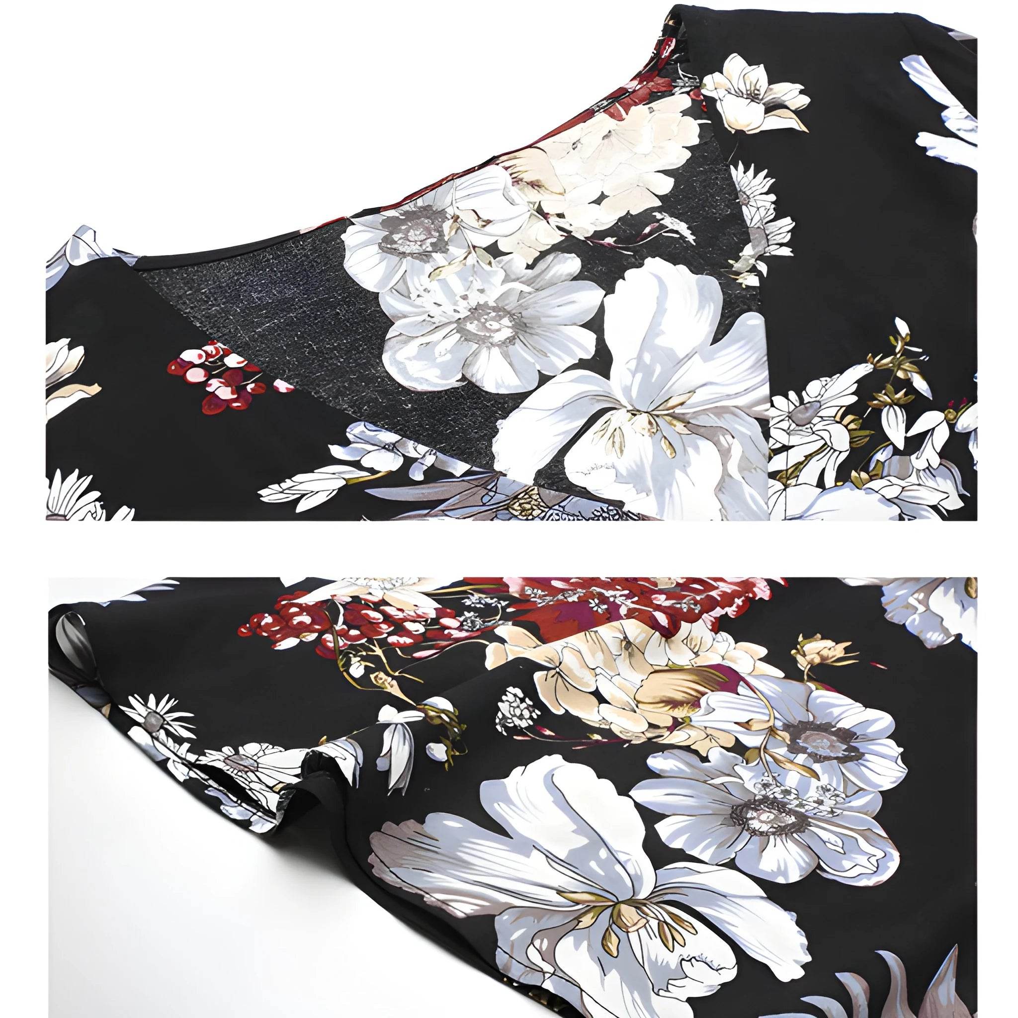 Women's Floral Summer Beach Dress – V-Neck Elastic Waist Style - MODISH X