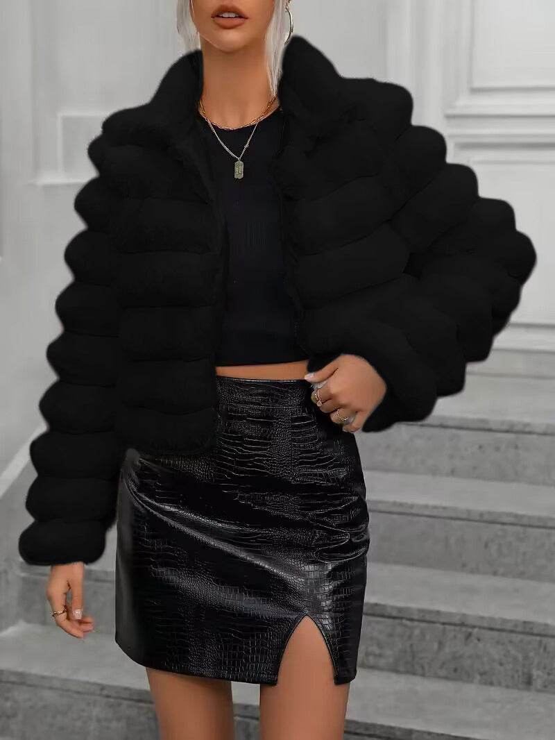Women's Short Faux Fur Coat – Winter Warmth in Bold Colors - MODISH X