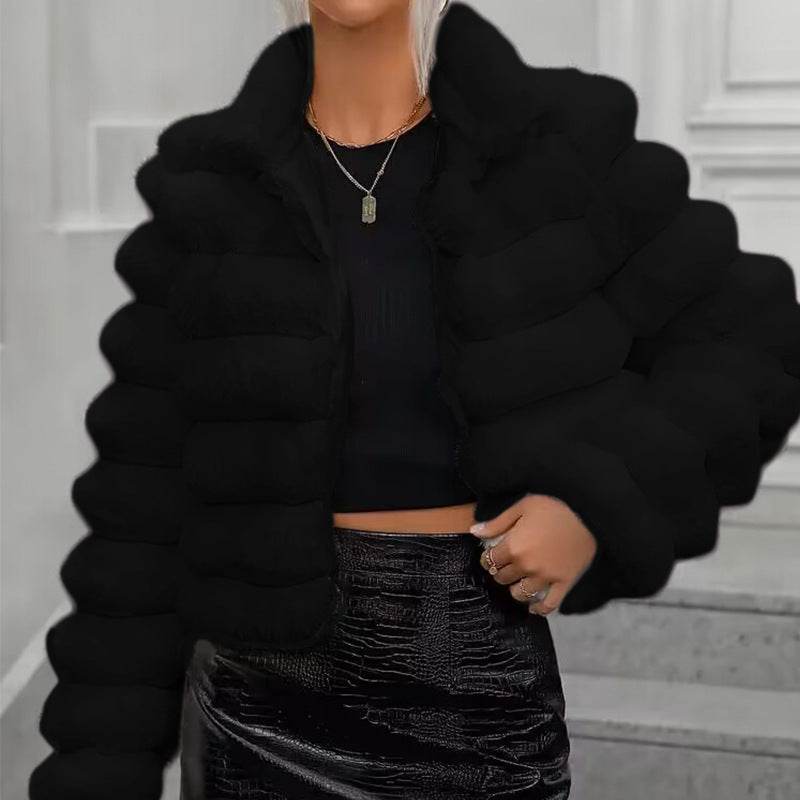 Women's Short Faux Fur Coat – Winter Warmth in Bold Colors - MODISH X