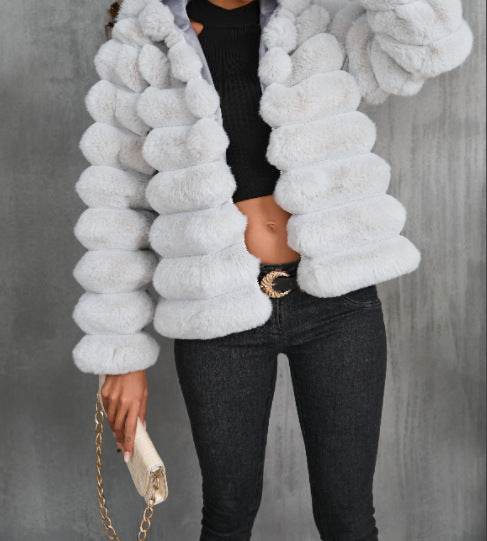 Women's Short Faux Fur Coat – Winter Warmth in Bold Colors - MODISH X