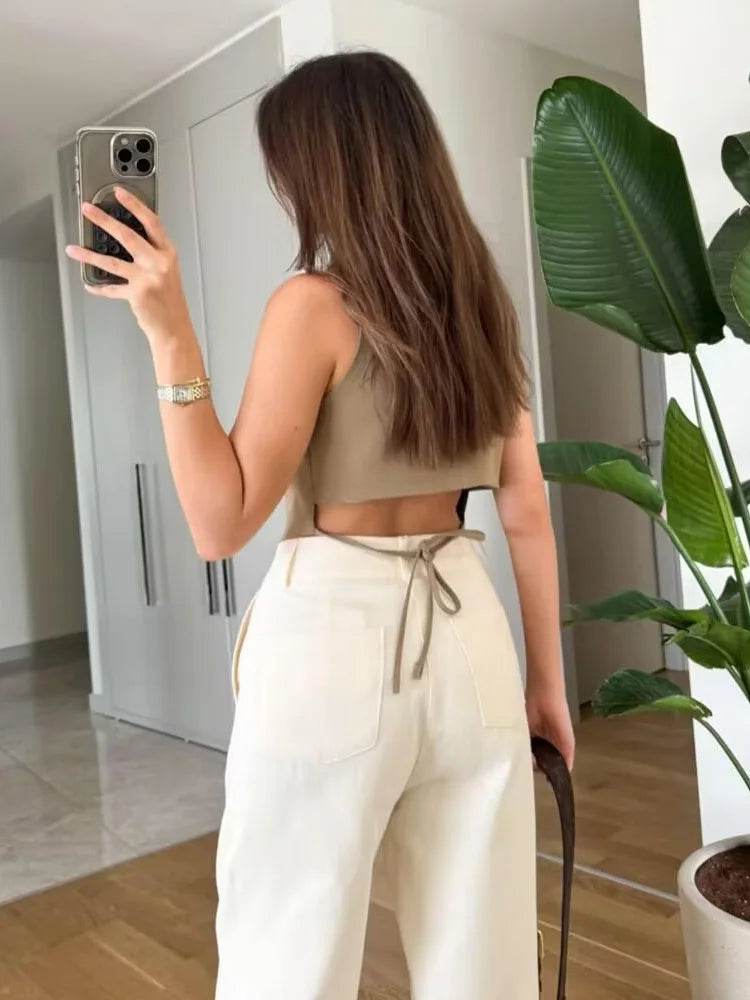 Women’s Summer Turndown Collar Lace-Up Vest – Chic & Comfy Fit - MODISH X