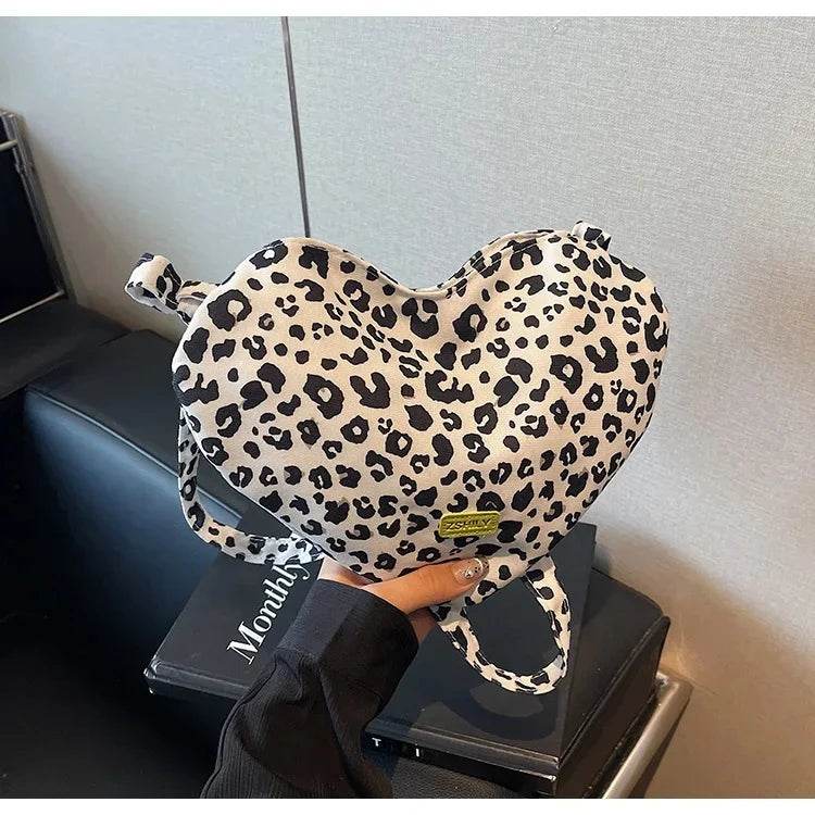 Women’s Trendy Heart Leopard Print Crossbody Bag – Stylish & Chic - MODISH X