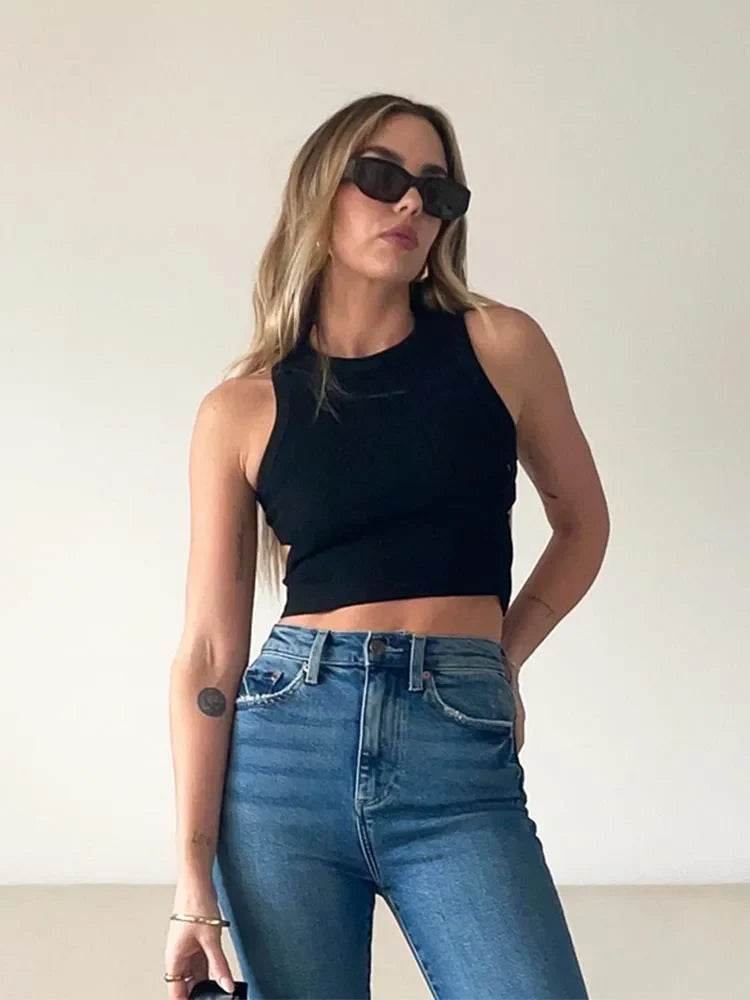 Women’s Summer Solid Color Sleeveless T-Shirt – Chic & Casual Style - MODISH X
