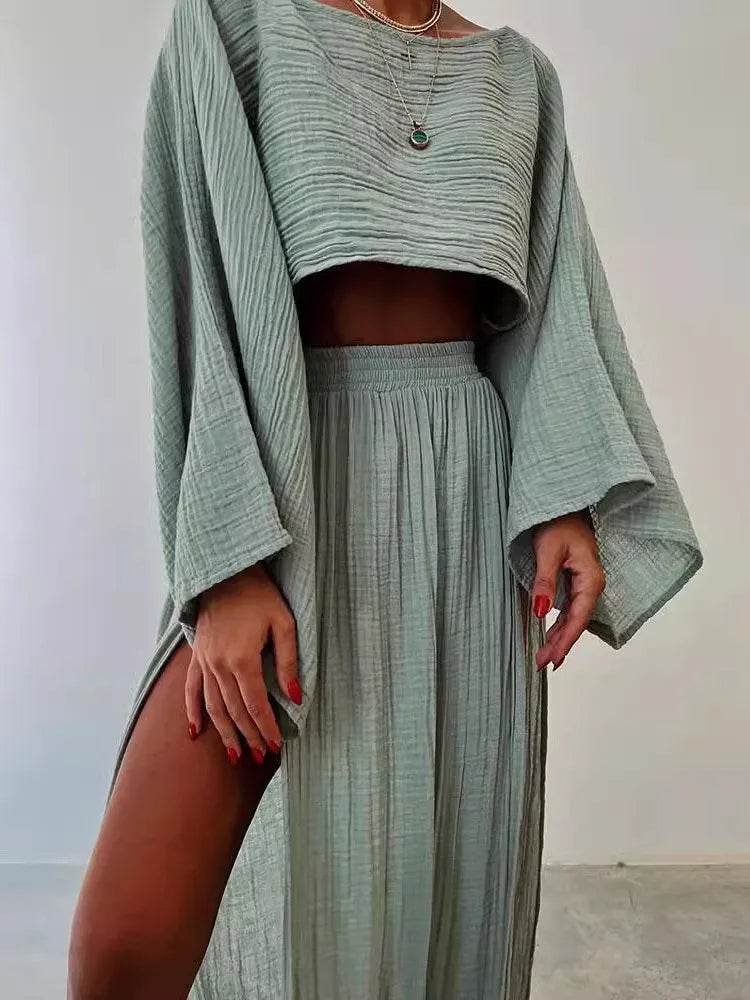 Women’s Summer Cotton Linen 2-Piece Skirt Set – Chic & Comfortable - MODISH X