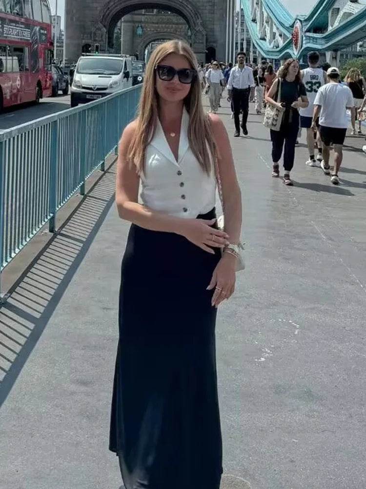 Women’s Summer Turndown Collar Lace-Up Vest – Chic & Comfy Fit - MODISH X