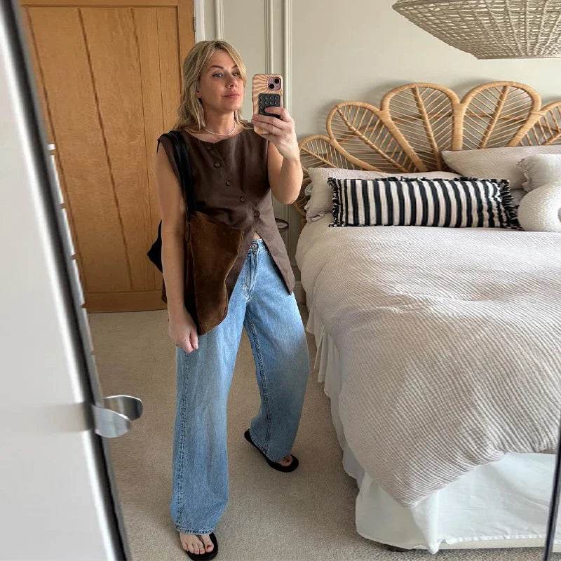 Women’s Elegant Asymmetric Vest & Pants Set – Stylish Summer Look - MODISH X