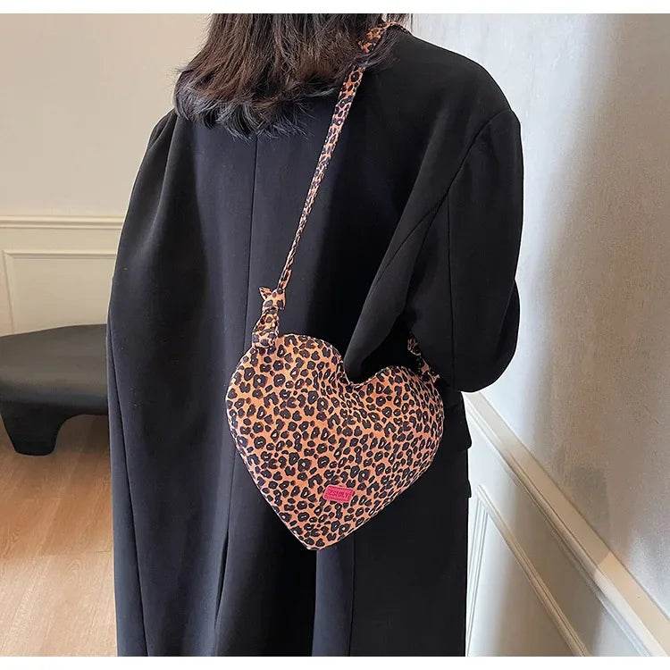 Women’s Trendy Heart Leopard Print Crossbody Bag – Stylish & Chic - MODISH X