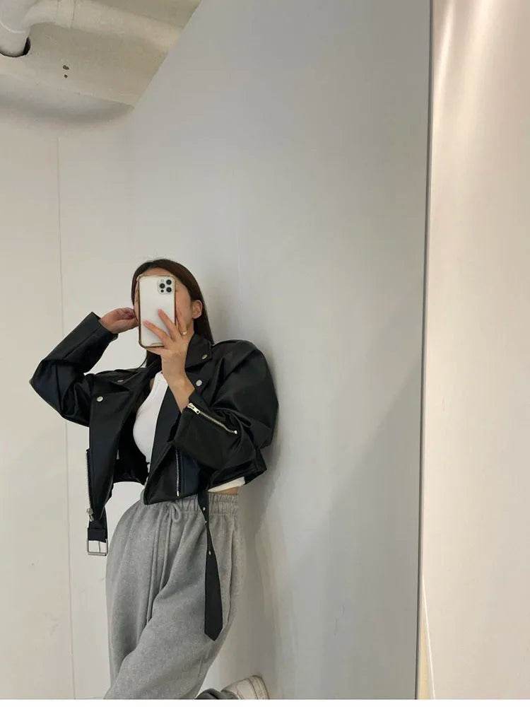Women's Cropped Leather Jacket – Elegant, Stylish & Modern Fit - MODISH X