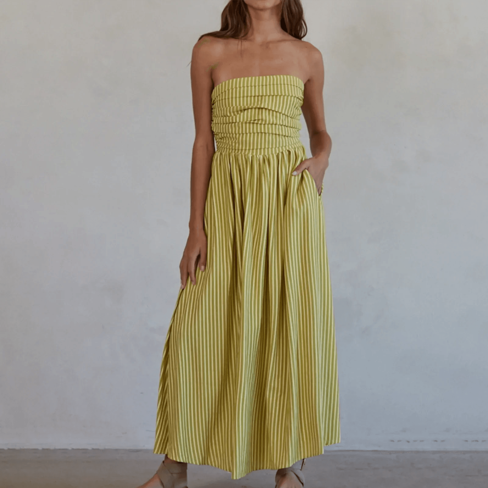 Women’s Striped Maxi Dress with Pockets – Perfect for Summer - MODISH X