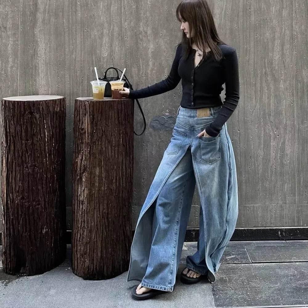 Women’s TWOTWINSTYLE Spliced Zipper Jeans – Stylish & Unique - MODISH X