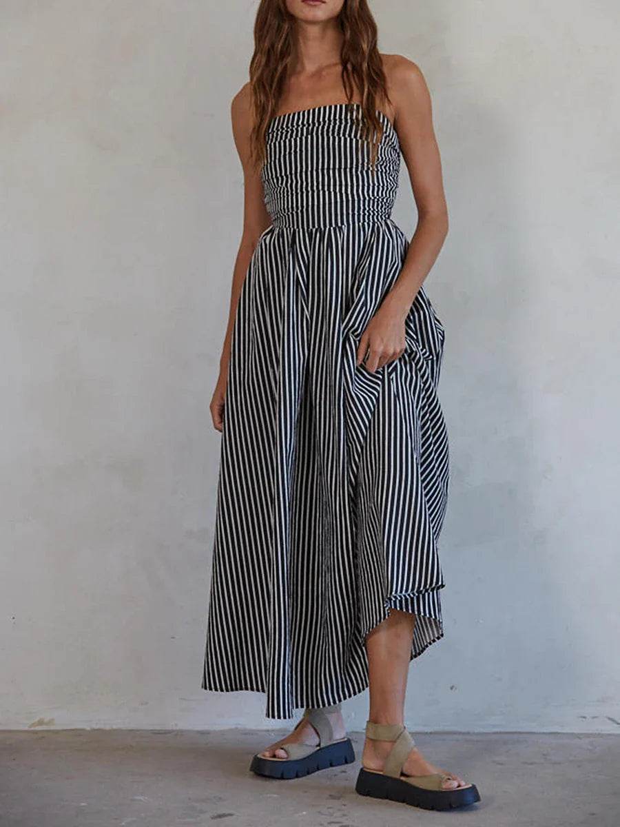 Women’s Striped Maxi Dress with Pockets – Perfect for Summer - MODISH X