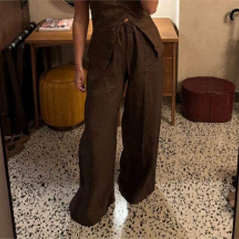 Women’s Elegant Asymmetric Vest & Pants Set – Stylish Summer Look - MODISH X