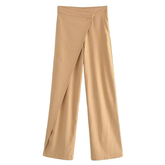Women’s Wide-Leg Wrap Skirt Trousers – High-Waist Summer Style
