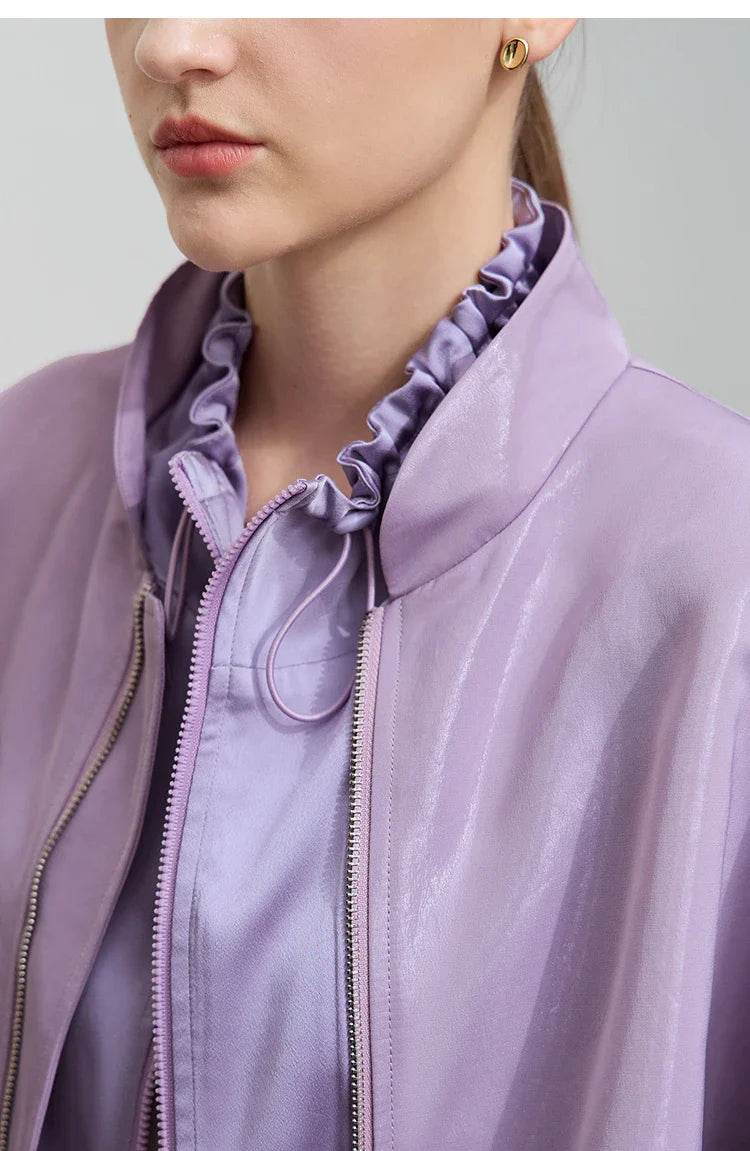 Women’s Amii Minimalist Glossy Jacket – Chic Spring Style - MODISH X
