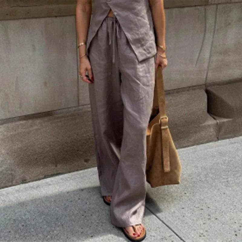 Women’s Elegant Asymmetric Vest & Pants Set – Stylish Summer Look - MODISH X