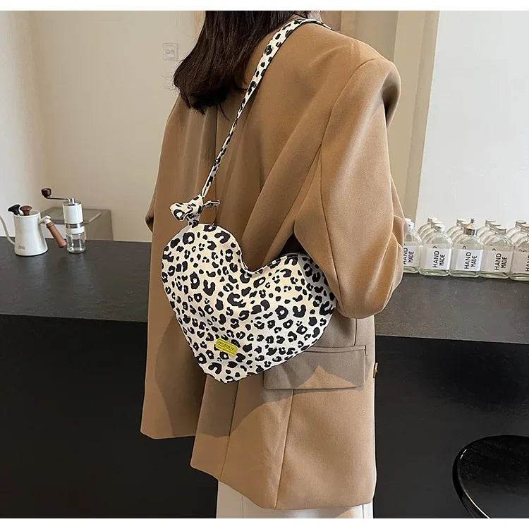 Women’s Trendy Heart Leopard Print Crossbody Bag – Stylish & Chic - MODISH X