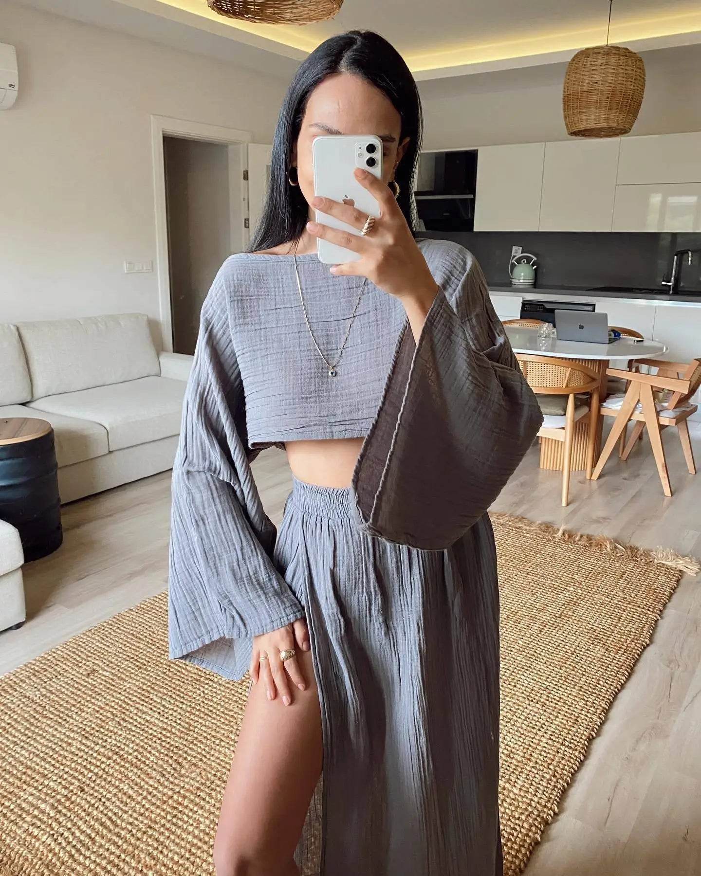Women’s Summer Cotton Linen 2-Piece Skirt Set – Chic & Comfortable - MODISH X