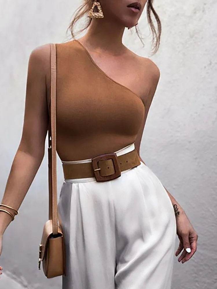 Women’s One Shoulder Summer Sports Crop Top – Chic & Stylish Fit - MODISH X