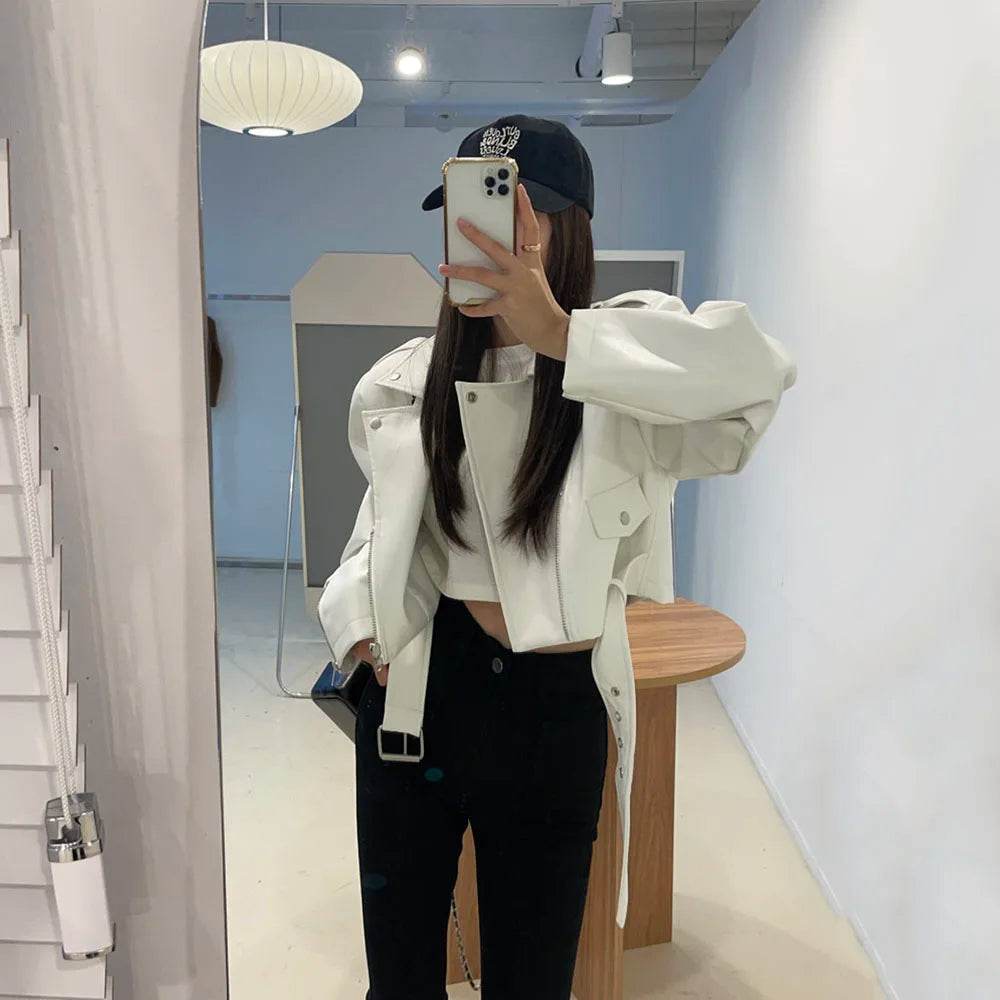 Women's Cropped Leather Jacket – Elegant, Stylish & Modern Fit - MODISH X