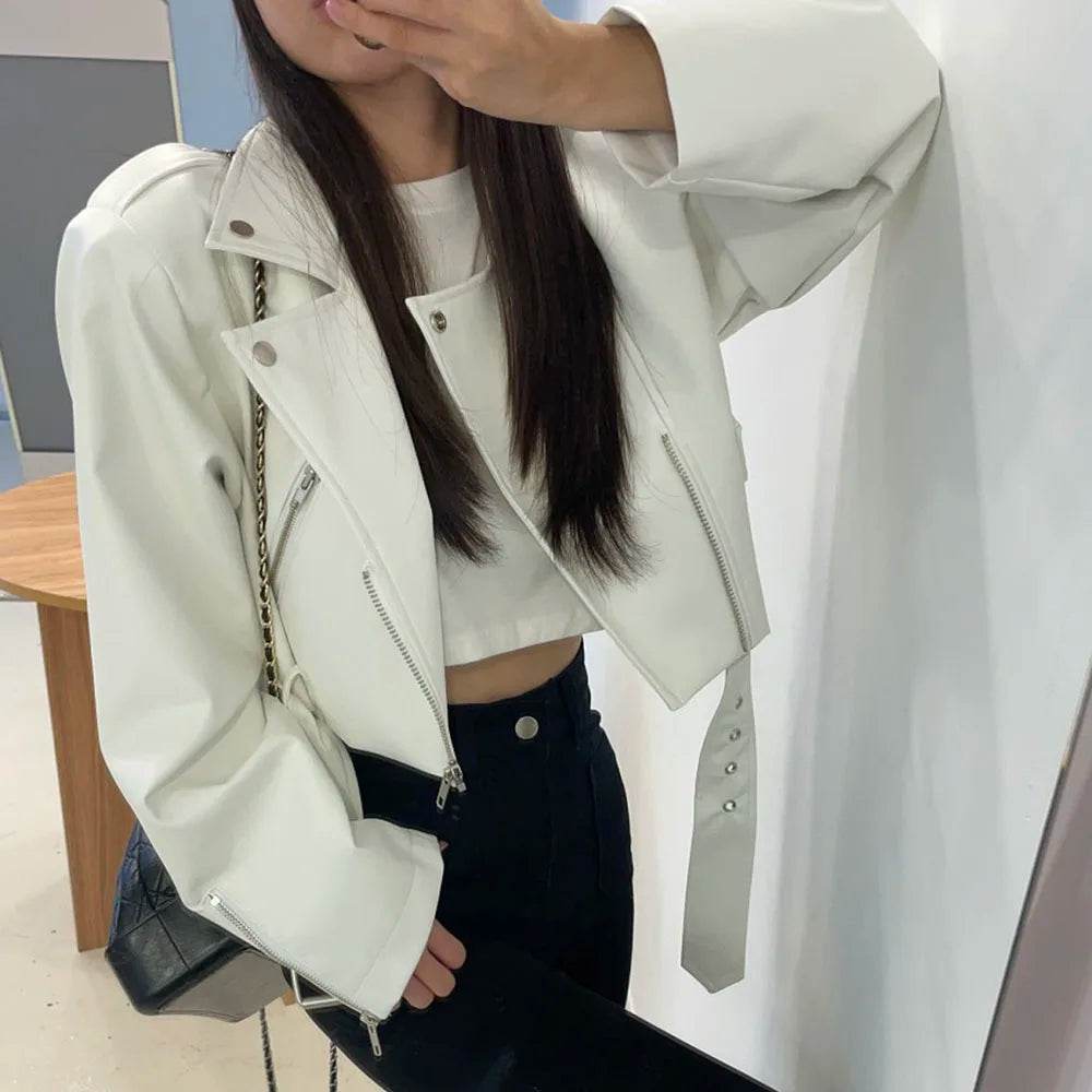 Women's Cropped Leather Jacket – Elegant, Stylish & Modern Fit - MODISH X