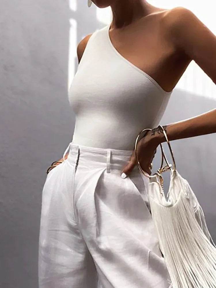 Women’s One Shoulder Summer Sports Crop Top – Chic & Stylish Fit - MODISH X