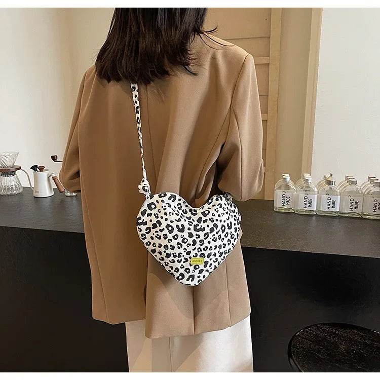 Women’s Trendy Heart Leopard Print Crossbody Bag – Stylish & Chic - MODISH X