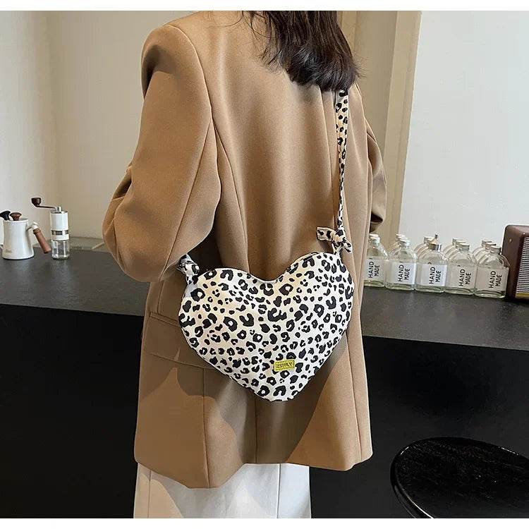 Women’s Trendy Heart Leopard Print Crossbody Bag – Stylish & Chic - MODISH X