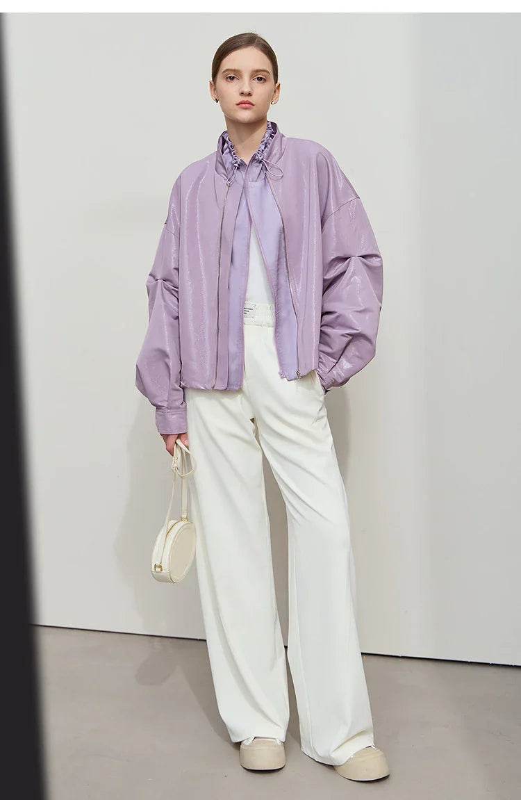 Women’s Amii Minimalist Glossy Jacket – Chic Spring Style - MODISH X