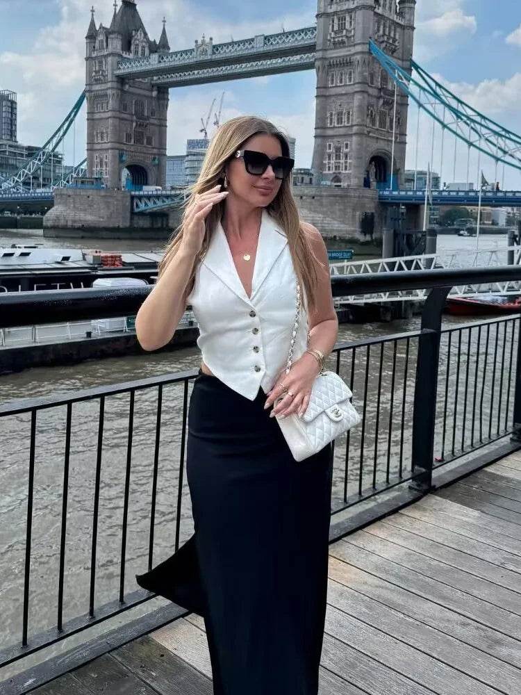 Women’s Summer Turndown Collar Lace-Up Vest – Chic & Comfy Fit - MODISH X