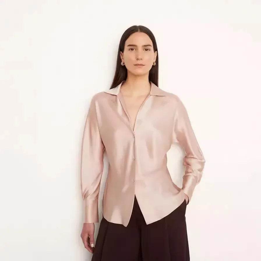Women’s Nanfu True Silk V-Neck Shirt – Slimming Summer Fit - MODISH X