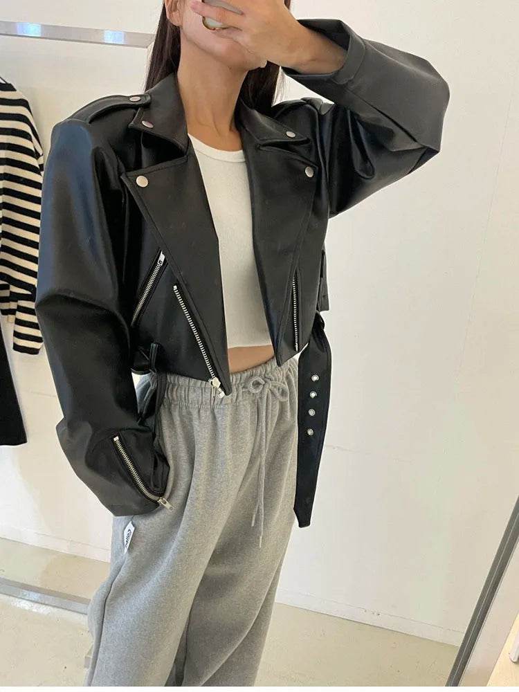 Women's Cropped Leather Jacket – Elegant, Stylish & Modern Fit - MODISH X