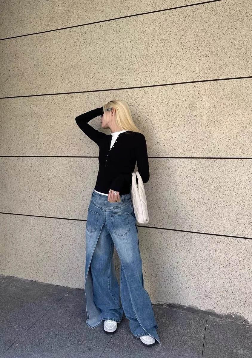 Women’s TWOTWINSTYLE Spliced Zipper Jeans – Stylish & Unique - MODISH X