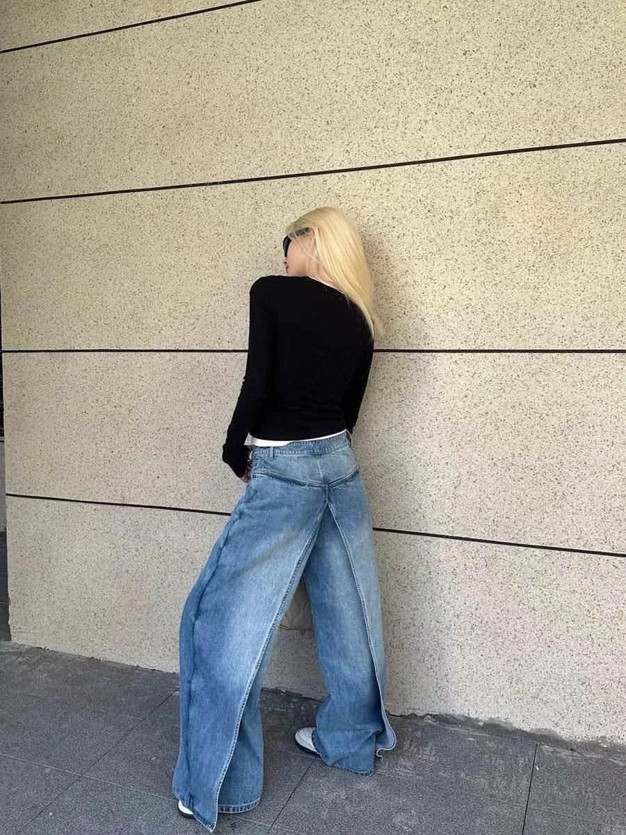 Women’s TWOTWINSTYLE Spliced Zipper Jeans – Stylish & Unique - MODISH X