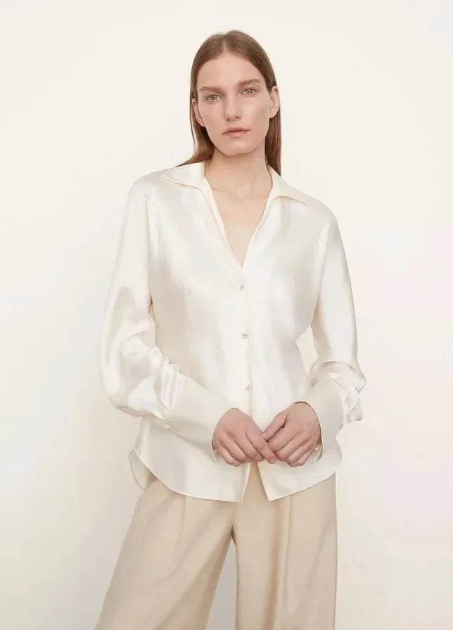 Women’s Nanfu True Silk V-Neck Shirt – Slimming Summer Fit - MODISH X