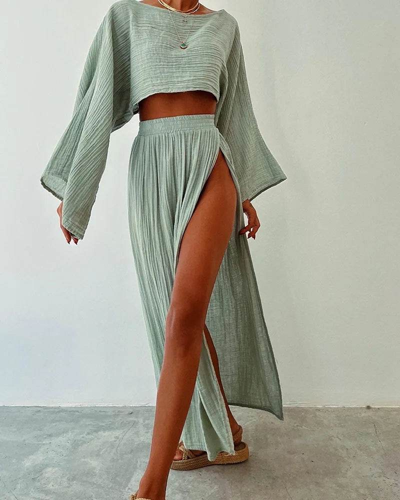 Women’s Summer Cotton Linen 2-Piece Skirt Set – Chic & Comfortable - MODISH X