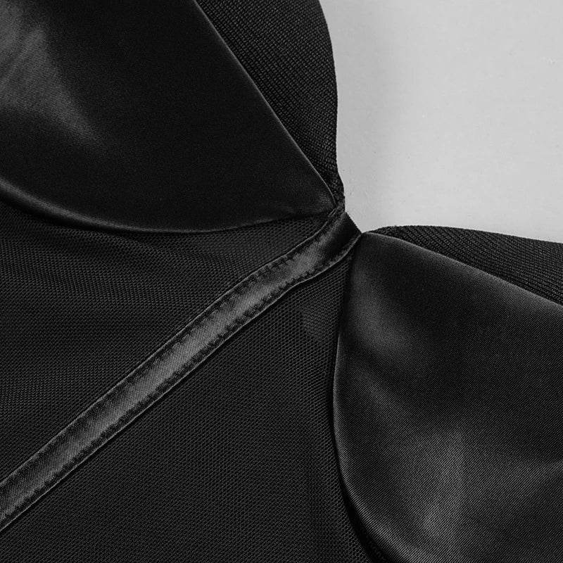 MSMUSI 2024 New Fashion Women Sexy Black Strapless Lace Mesh Sleeveless Backless Bodycon Party Slim Bodysuit Celebrate Vestidos - MODISH X