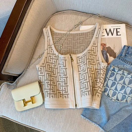 Women’s Sexy Geometric Print Tank Top – Trendy Summer Style