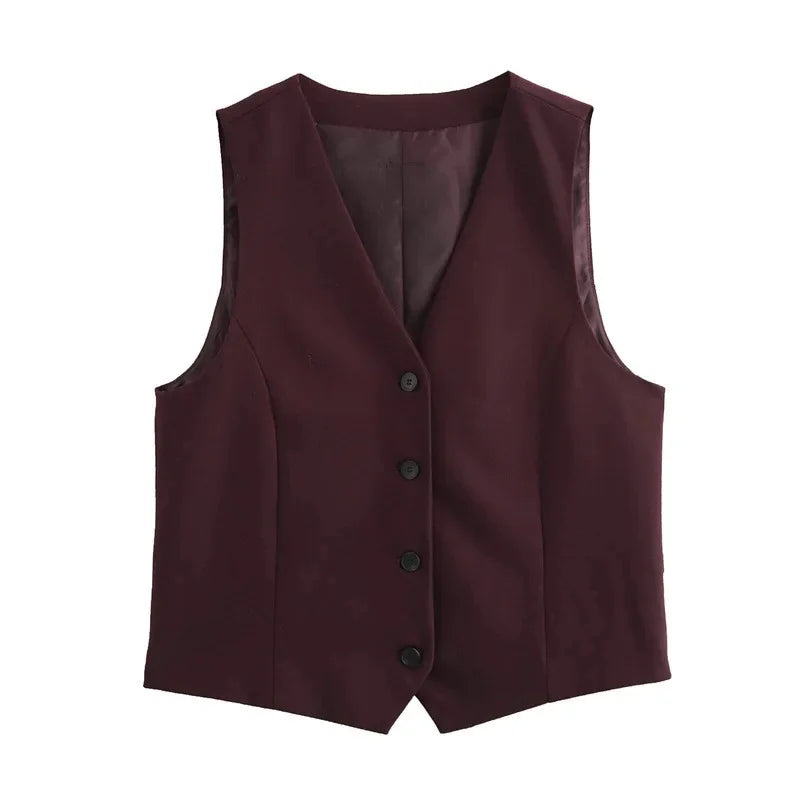 Women’s Color Block Knit Vest & Trousers Set – Trendy & Stylish Look