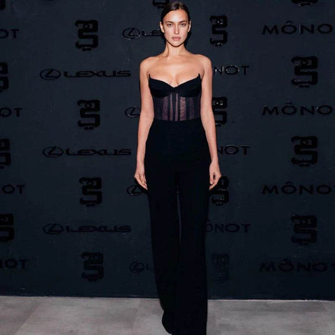 MSMUSI 2024 New Fashion Women Sexy Black Strapless Lace Mesh Sleeveless Backless Bodycon Party Slim Bodysuit Celebrate Vestidos - MODISH X