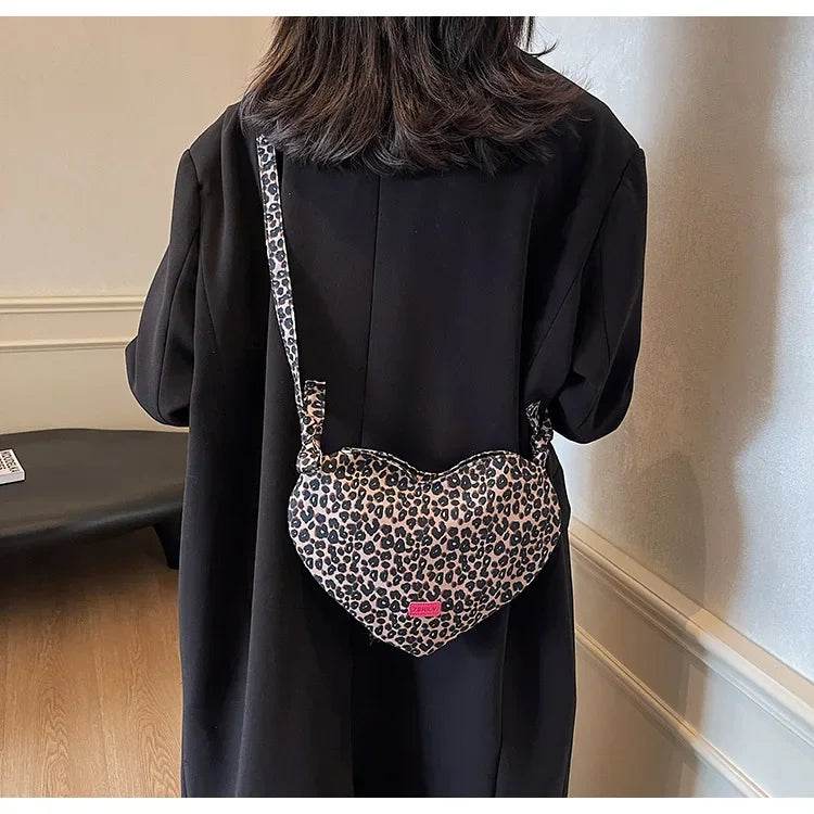 Women’s Trendy Heart Leopard Print Crossbody Bag – Stylish & Chic - MODISH X