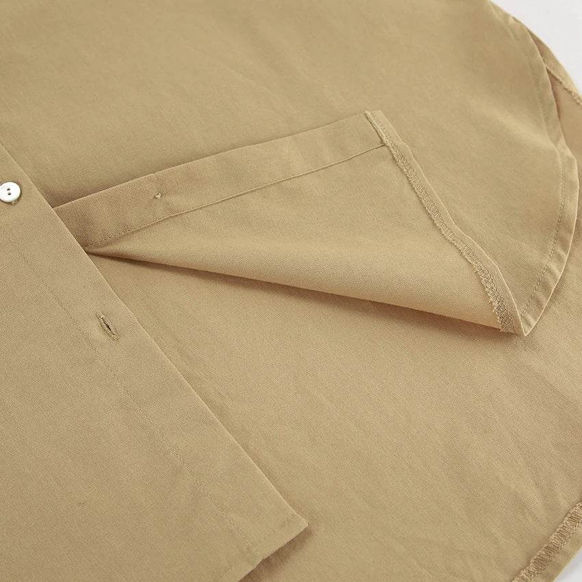 Women’s Khaki Linen 2-Piece Set – Stylish Summer Shirt & Pants Combo - MODISH X