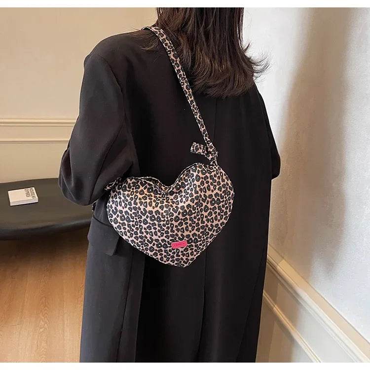 Women’s Trendy Heart Leopard Print Crossbody Bag – Stylish & Chic - MODISH X