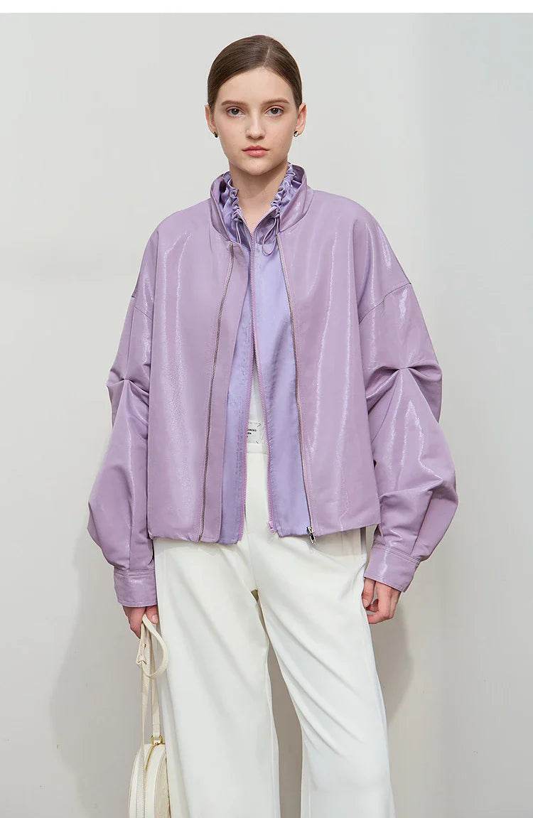Women’s Amii Minimalist Glossy Jacket – Chic Spring Style - MODISH X