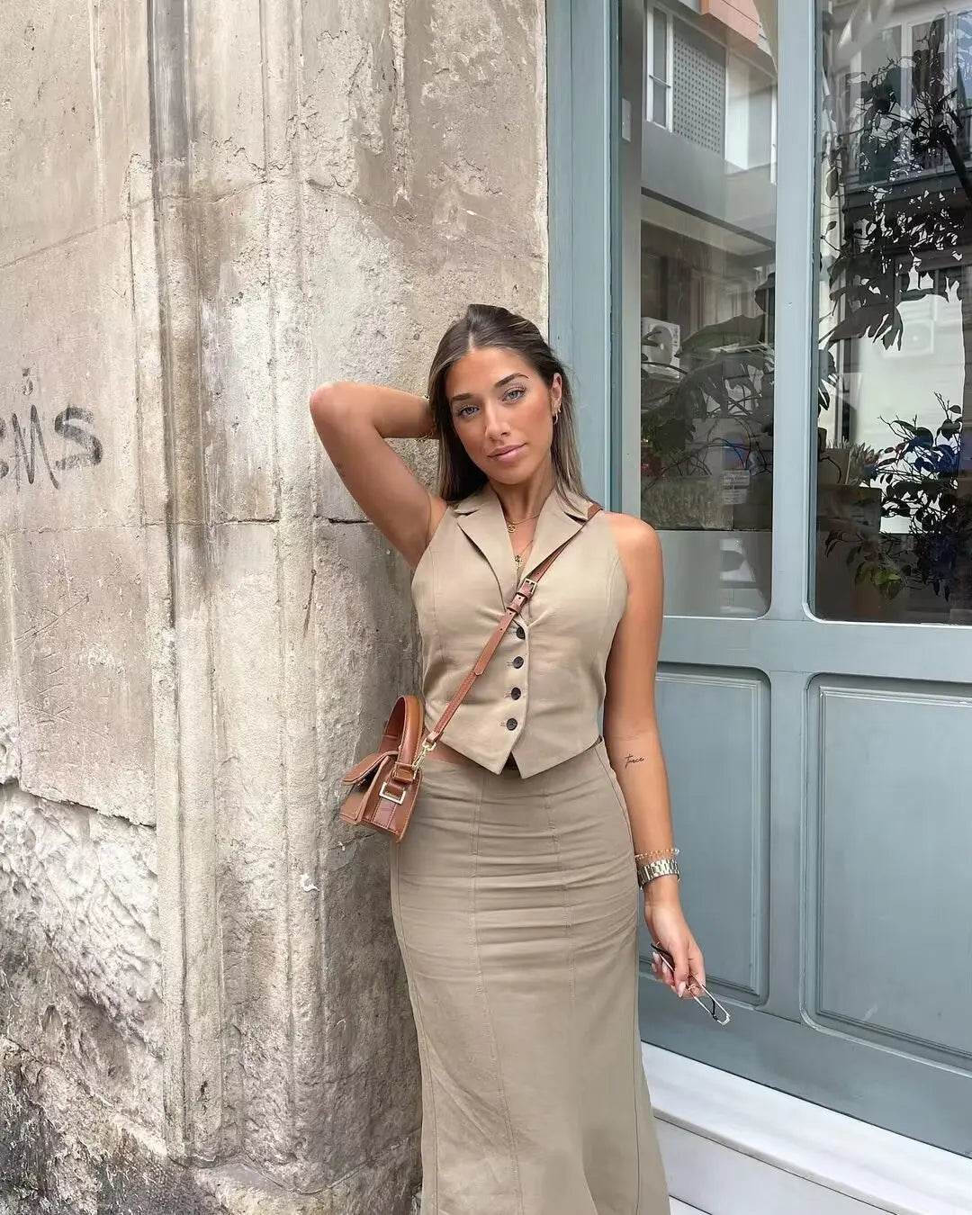 Women’s Summer Turndown Collar Lace-Up Vest – Chic & Comfy Fit - MODISH X