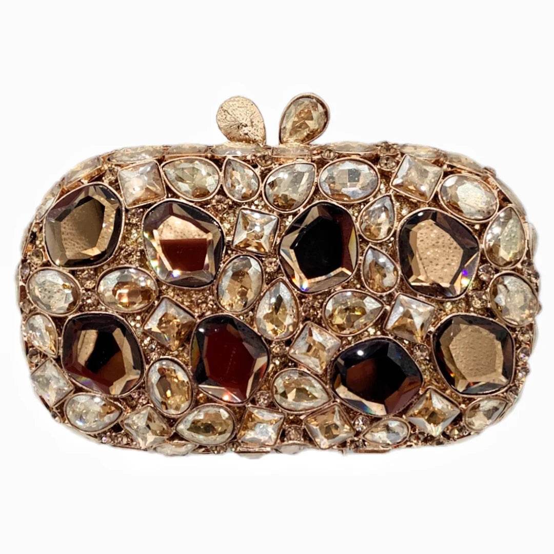 Women's Gold Clutch Bag – Elegant Crystal Evening Accessory - MODISH X