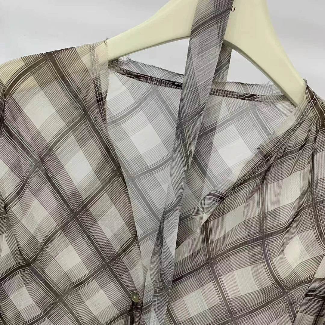 Women’s Check Print Brown Mesh Shirt – Vintage 90s Style Statement - MODISH X